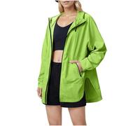 Chaqueta impermeable ligera para mujer, abrigo con capucha resistente al viento, abertura lateral, para senderismo, caminar, impermeable, para mujer, bolsillos, abrigo suelto transpirable, manga larga