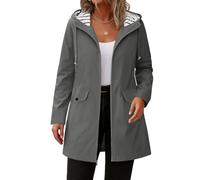 Chaqueta Impermeable Mujer Cremallera Acolchada Largo Jacket Gabardina Ropa de Agua Deportivo Talla Grande Chubasquero Cazadora Running Chaquetas Chaquetones Abrigo Gris XL