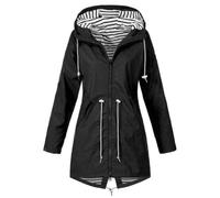 Chaqueta impermeable Mujer Invierno Cálido Estilo Gabardina Abrigo | Chaquetas De Lluvia Mujeres Parka Con Capucha Ligero Y Transpirable Chaqueta Con Bolsillos Cremallera A Prueba Viento