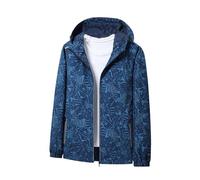 Chaqueta impermeable para correr para mujer, chaqueta ligera e impermeable para mujer, talla grande, chaqueta de festival, chaqueta impermeable larga, chaqueta cortavientos, talla 16, azul, XXL