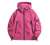 Chaqueta impermeable para mujer chic - Chaqueta a prueba de viento para mujer, con capucha, abrigo informal, chaquetas con bolsillo, gabardina, abrigo cómodo, gabardina, ligera para correr y al aire