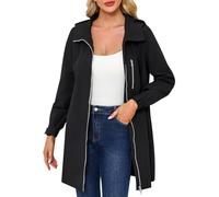 Chaqueta impermeable para mujer con capucha - Chaqueta deportiva para mujer con bolsillo, abrigo ligero, chaquetas cómodas, para alpinismo, abrigos a prueba de viento, sudadera con cremallera, Negro