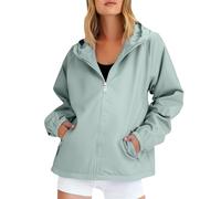 Chaqueta impermeable para mujer con capucha, impermeable, ligera, a prueba de viento y lluvia, chaqueta tipo cárdigan para mujer, chaqueta impermeable larga, bolsillos para exteriores, chaquetas