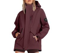 Chaqueta impermeable para mujer con capucha, ligera, talla grande, larga, cortavientos 2025, 1B-Vino, M
