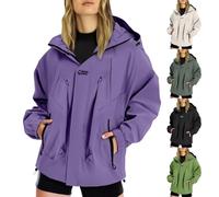 Chaqueta impermeable para mujer, gabardina con capucha, chaqueta cortavientos plisada a la moda, chubasqueros con capucha de ajuste relajado, abrigos de lluvia de color sólido, impermeable casual de