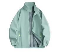Chaqueta impermeable para mujer, impermeable, ligera, talla grande, cortavientos, para viajes al aire libre, sólida, cómoda, para exteriores, 1A-verde claro, L
