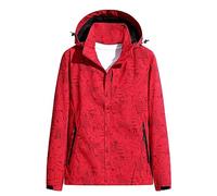 Chaqueta impermeable para mujer, ligera, cortavientos, impermeable, plegable, con cuello alto, con capucha desmontable, para entrenamiento al aire libre, senderismo, sudaderas con cremallera, rosso, L