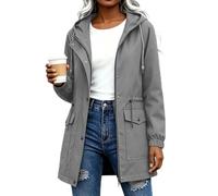 Chaqueta impermeable para mujer, resistente al viento, para exteriores, senderismo, caminar, ciclismo, abrigo con cordón, manga larga, cremallera, gabardina, ligera, transpirable, con bolsillos, para
