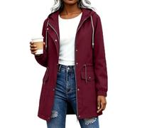 Chaqueta impermeable para mujer, resistente al viento, para exteriores, senderismo, caminar, ciclismo, abrigo con cordón, manga larga, cremallera, gabardina, ligera, transpirable, con bolsillos, para