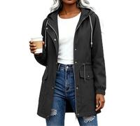 Chaqueta impermeable para mujer, resistente al viento, para exteriores, senderismo, caminar, ciclismo, abrigo con cordón, manga larga, cremallera, gabardina, ligera, transpirable, con bolsillos, para