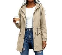Chaqueta impermeable para mujer, resistente al viento, para exteriores, senderismo, caminar, ciclismo, abrigo con cordón, manga larga, cremallera, gabardina, ligera, transpirable, con bolsillos, para