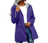 Chaqueta impermeable para mujer, resistente al viento, senderismo, caminar, exteriores, impermeable, transpirable, con bolsillos, casual, ligera, con cordón, manga larga, cremallera, ciclismo, viajes