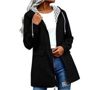 Chaqueta impermeable para mujer, resistente al viento, senderismo, caminar, exteriores, impermeable, transpirable, con bolsillos, casual, ligera, con cordón, manga larga, cremallera, ciclismo, viajes
