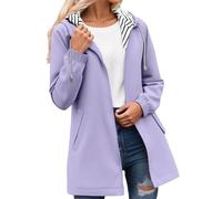 Chaqueta impermeable para mujer, rompevientos del Reino Unido, ligera, impermeable, con bolsillo y capucha, transpirable, casual, para exteriores, para viajes, paseos por la ciudad, 19#_Morado claro