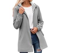 Chaqueta impermeable para mujer, rompevientos del Reino Unido, ligera, impermeable, con bolsillo y capucha, transpirable, casual, para exteriores, para viajes, paseos por la ciudad, 15#_Gris, 5XL