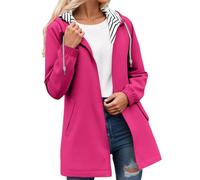 Chaqueta impermeable para mujer, rompevientos del Reino Unido, ligera, impermeable, con bolsillo y capucha, transpirable, casual, para exteriores, para viajes, paseos por la ciudad, 16#_Rosa intenso