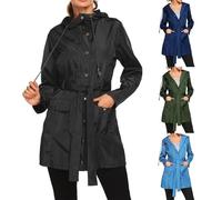 Chaqueta impermeable para mujer, talla grande, sudadera con capucha, chaqueta cortavientos de moda, gabardina larga de color puro con bolsillos, acogedora, cálida, lisa, con capucha, gabardina ligera