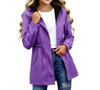 Chaqueta impermeable para niñas, resistente al viento, cortavientos | Parka larga con bolsillos para días lluviosos, escuela, camping, senderismo, viajes, ropa de abrigo