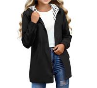 Chaqueta impermeable para niñas, resistente al viento, cortavientos | Parka larga con bolsillos para días lluviosos, escuela, camping, senderismo, viajes, ropa de abrigo