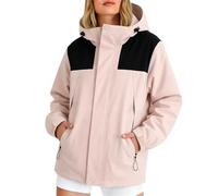 Chaqueta impermeable resistente al viento para mujer, ligera, para senderismo, caminar, casual, forro de malla softshell, chaqueta con cremallera, con capucha, cómodos, abrigos de gran tamaño, con