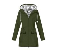 Chaqueta impermeable sólida para mujer, talla grande, con capucha, resistente al viento, holgada, color verde azulado, 2025, Ejercito Verde, S