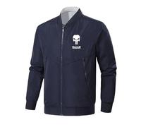 Chaqueta informal para hombre Pun.ish-er, ligera, corte regular, cazadora para primavera, otoño y verano(Blue,M)