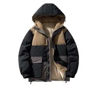 Chaqueta Invierno Hombre - Abrigo de Invierno Hombre Grueso con Capucha y Bolsillos Estilo Casual Cálido Bloque Colorido para Exteriores