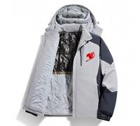 Chaqueta Invierno Hombre, Esquí Forrada y Cálida, Outdoor Cortavientos con Capucha, Cuello Alto para FAIRY TAIL, Senderismo Camping,Grey1-l