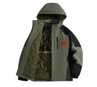 Chaqueta Invierno Hombre, Esquí Forrada y Cálida, Outdoor Cortavientos con Capucha, Cuello Alto para FAIRY TAIL, Senderismo Camping,Green-4x_l