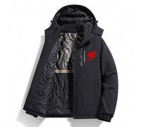 Chaqueta Invierno Hombre, Esquí Forrada y Cálida, Outdoor Cortavientos con Capucha, Cuello Alto para FAIRY TAIL, Senderismo Camping,Black-4x_l