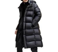 Chaqueta Larga de Invierno esponjosa para Hombre Chaqueta de plumón con Capucha cálida y Gruesa de Tendencia Informal Suelta Chaqueta de plumón a Prueba de Viento al Aire Libre (Negro,XL)