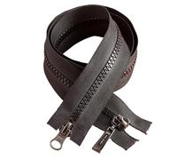 Chaqueta larga de plumón 5 piezas con cremallera bidireccional, saco dormir resina negra, talla para Chaqueta Coser Abrigos Cremallera(Black-60cm)