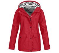 Chaqueta Larga Impermeable Mujer Caliente, Chaqueta Mujer Mediados Temporada Impermeable Gran Tamaño, 2026 Nuevo Abrigo Rayas A Prueba Viento Repelente Gabardina De Lluvia Protección Solar Capa Con