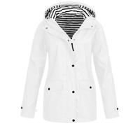 Chaqueta Larga Impermeable Mujer Caliente, Chaqueta Mujer Mediados Temporada Impermeable Gran Tamaño, 2026 Nuevo Abrigo Rayas A Prueba Viento Repelente Gabardina De Lluvia Protección Solar Capa Con