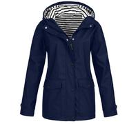 Chaqueta Larga Impermeable Mujer Caliente, Chaqueta Mujer Mediados Temporada Impermeable Gran Tamaño, 2026 Nuevo Abrigo Rayas A Prueba Viento Repelente Gabardina De Lluvia Protección Solar Capa Con