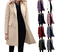 Chaqueta larga para mujer, elegante, ligera, talla grande, formal, con solapa, para negocios, oficina, trabajo, casual, holgada, con bolsillos y botones, caqui, XL