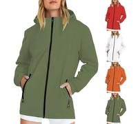 Chaqueta ligera e impermeable - Chaquetas delgadas para mujer Reino Unido, abrigo con capucha de color sólido, chaquetas casuales softshell con bolsillos con cremallera, gabardina holgada, cómoda ropa