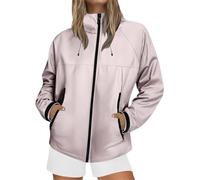 Chaqueta ligera e impermeable para mujer, abrigo de invierno para mujer, rompevientos ligero, a prueba de viento, gabardina cálida, rosa, L