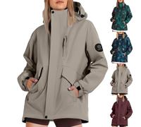 Chaqueta ligera e impermeable para mujer, chaqueta cortavientos casual con bolsillos, ajuste relajado a la moda, ropa de abrigo de otoño de color sólido, sudadera con capucha suelta para invierno
