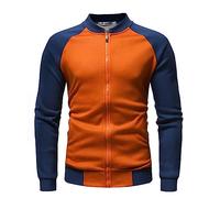 Chaqueta Ligera Hombre Abrigos - 2023 Otoño E Invierno Nuevo Ocio Deportes Color Más Terciopelo Hombro Manga Larga Abrigo De Béisbol (Orange L)