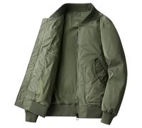 Chaqueta Ligera Hombre Abrigos - Chaqueta Ligera Informal De Cuello Alto Abrigo De Béisbol De Vuelo Corto para Otoño (Green XXXL)