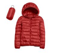 Chaqueta ligera impermeable cálida para mujer Abrigo de invierno a de viento con capucha con aislamiento reciclado Abrigo de invierno delgado con capucha Chaqueta De Plumas Para Mujer (Red, L)