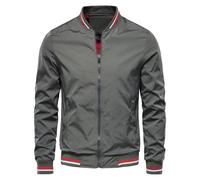 Chaqueta ligera para hombre, chaqueta bomber casual, ajustada, color sólido, chaqueta de piloto de manga larga con cremallera, sudadera para entrenamiento, correr, atletismo, activa, ligera, chaqueta