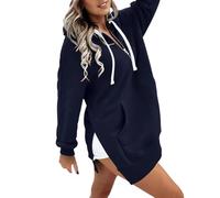 Chaqueta ligera para mujer con capucha ligera sudadera con cremallera para mujer de gran tamaño sudaderas laterales con capucha con capucha y abrigo medio largo abrigos color sólido chaqueta cordón