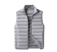 Chaqueta ligera y fina de forro polar para hombre, para exteriores, acolchada, sin mangas, para invierno, cálida, hinchada, para uso al aire libre, gris, 4XL