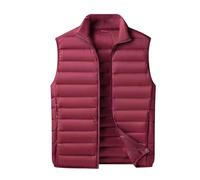 Chaqueta ligera y fina de forro polar para hombre, para exteriores, acolchada, sin mangas, para invierno, cálida, hinchada, para uso al aire libre, rosso, 5XL
