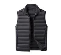 Chaqueta ligera y fina de forro polar para hombre, para exteriores, acolchada, sin mangas, para invierno, cálida, hinchada, para uso al aire libre, Negro, 3XL