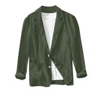 Chaqueta Lino Blazer Hombre Casual Americana Manga Larga Solapa Botones Bolsillos Color Sólido Holgado Talla Grande Ligero Transpirable Cómodo para Verano Uso Diario