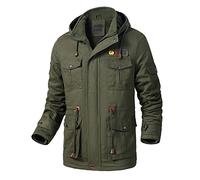 Chaqueta militar impermeable para hombre, abrigo de algodón grueso cálido para invierno, con cremallera completa, cuello alto con múltiples bolsillos, estilo cargo, ropa exterior al aire libre