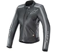 Chaqueta Moto ALPINESTARS en la Piel Estrella Dyno - Negro/ Gris Alquitran/Gris